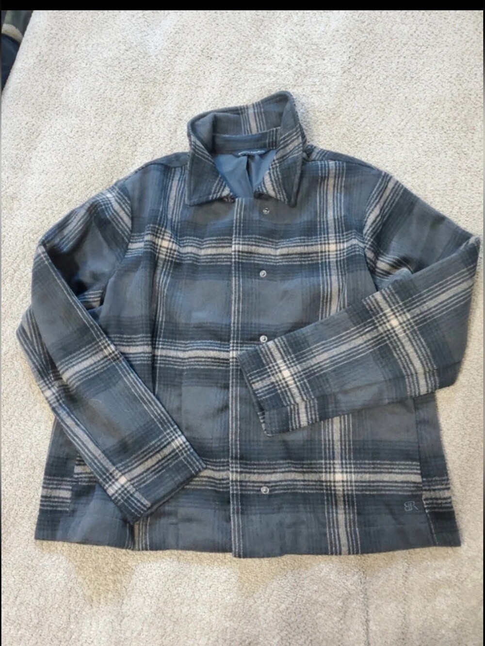 Banana Republic Womens Small Plaid Jacket Gray Snap Front Boxy jacket